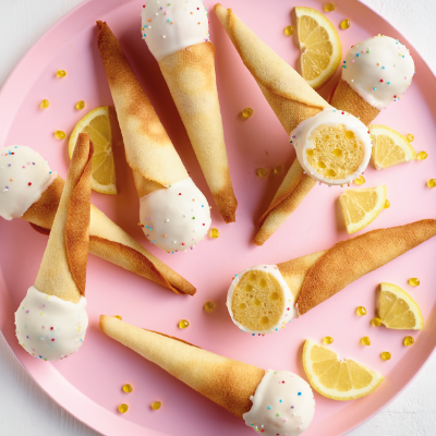 Citrónové cake pops v kornoutu